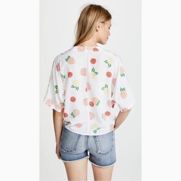 NWT!! RAILS Thea Citrus Print Silk Tie Front Top Blouse Button Down X-Small - Picture 9 of 16